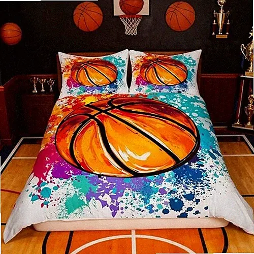 Basketball Duvet Cover Set Twin Size,Watercolor Tie-dye Twin 68"x90" Sport 02