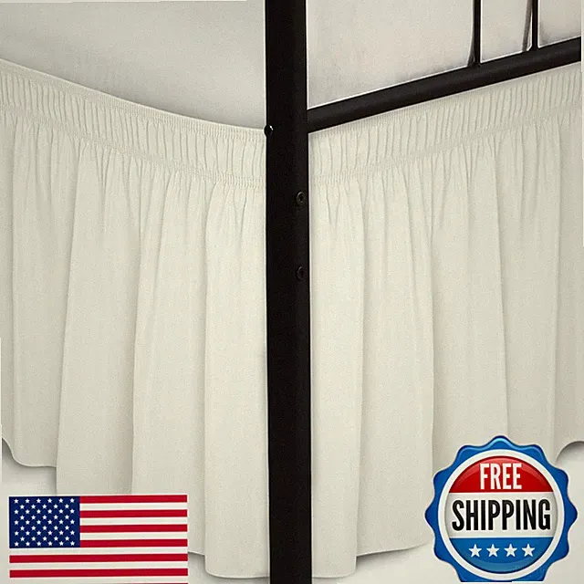 Biscaynebay Wrap Around Bed Skirts Split Corners For King Beds 18 Drop Ivory