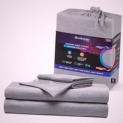 Brookstone Comfort Sheet Set - Innovative Cooling Sheets for Hot King Gray