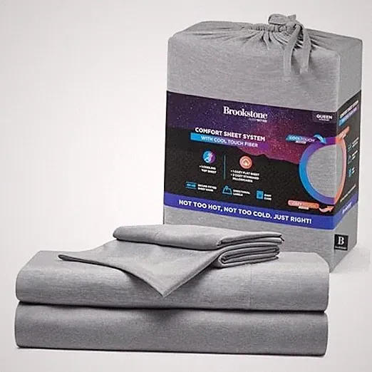 Brookstone Comfort Sheet Set - Innovative Cooling Sheets for Hot Queen Gray