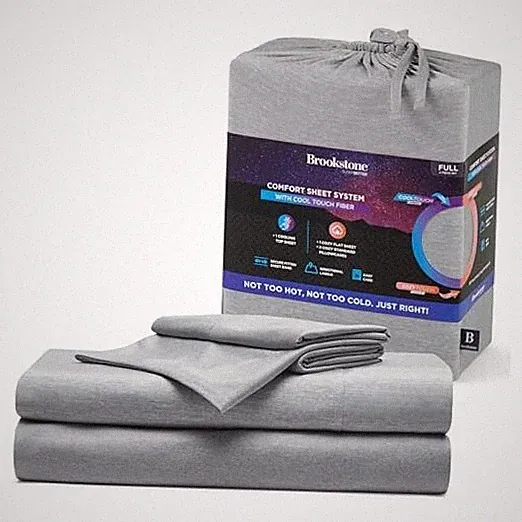 Brookstone Comfort Size Sheet Set - Innovative Cooling Sheets for Hot Full Gray