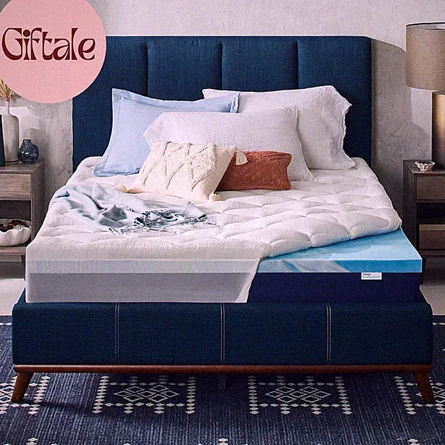 Cooling Comfort Gel Memory Foam Dual Layer Mattress Topper, 4 Inch, King Size, P