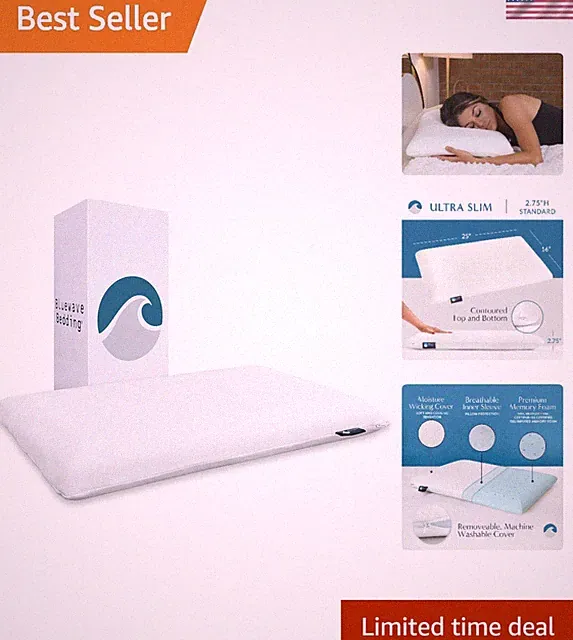 Cooling Gel Memory Foam Pillow - 2.75-Inch Standard Size for Ideal Sleep Comfort