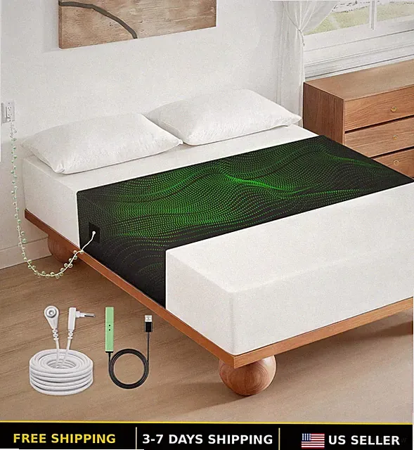 Cotton and Silver Fiber Grounding Sheet and Mat for Bed Sleep