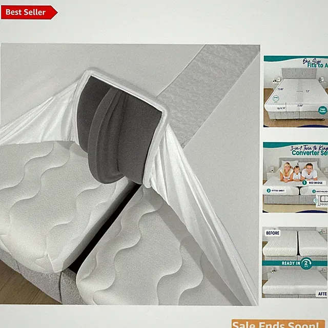 Essential Split King Bed Bridge with Hypoallergenic Fitted Sheet & Gap Filler