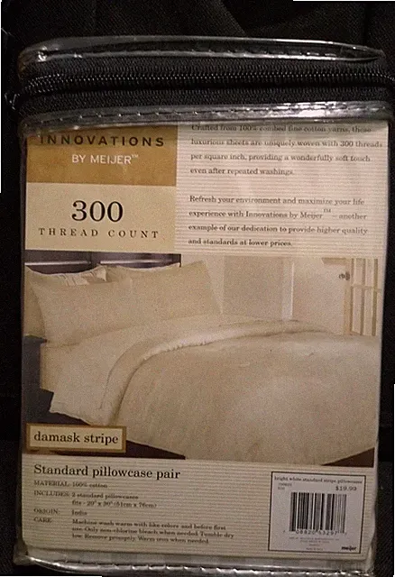 Innovations 100% Cotton 300 Thread Count bright White stripes Brand New.