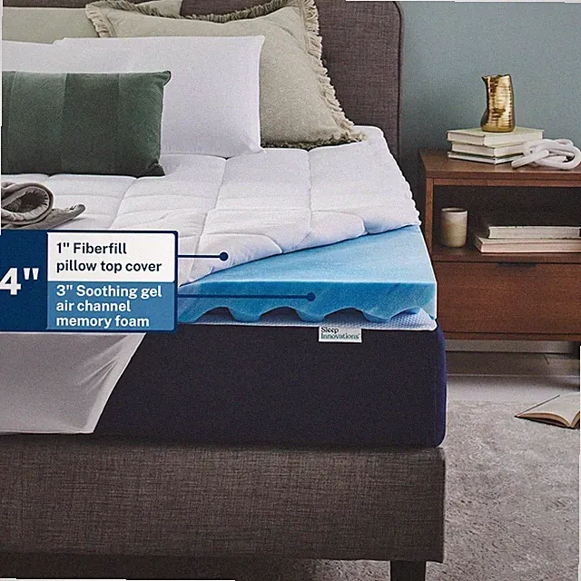 Sleep Innovations Dual Layer 4 Inch Memory Foam Mattress Topper Queen Size Ult