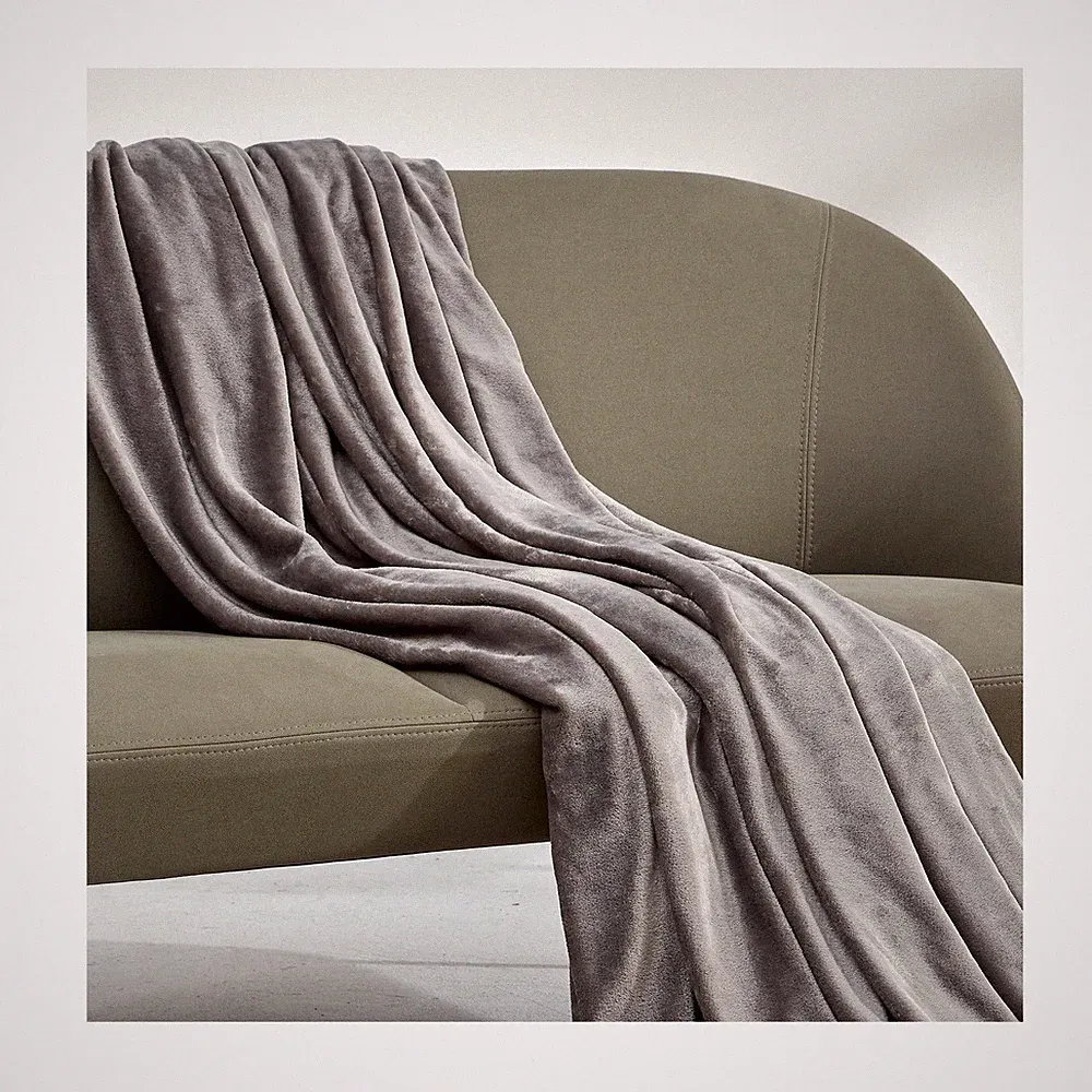 SLEEP ZONE Grey Fleece Blanket Super Soft Cozy Throw Flannel Blanke... Fast Ship