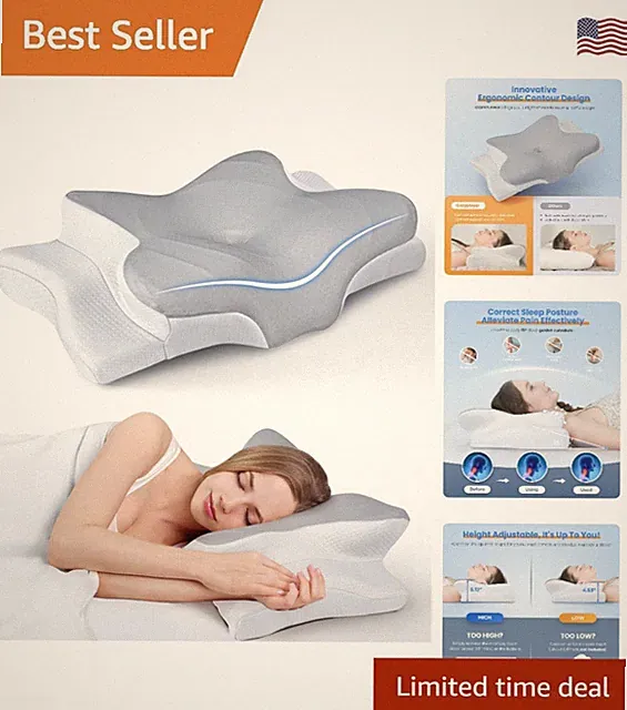 Ultra-Cozy Contour Memory Foam Pillow with Adjustable Height & Cooling Case
