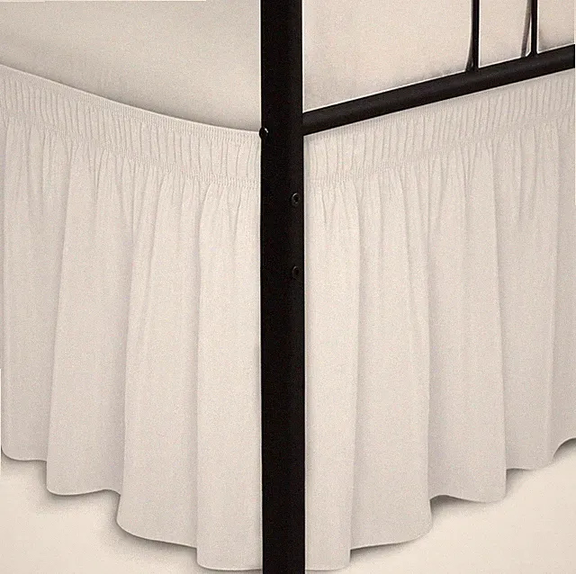 Wrap-around bed skirt with corner split design, suitable for queen-size beds